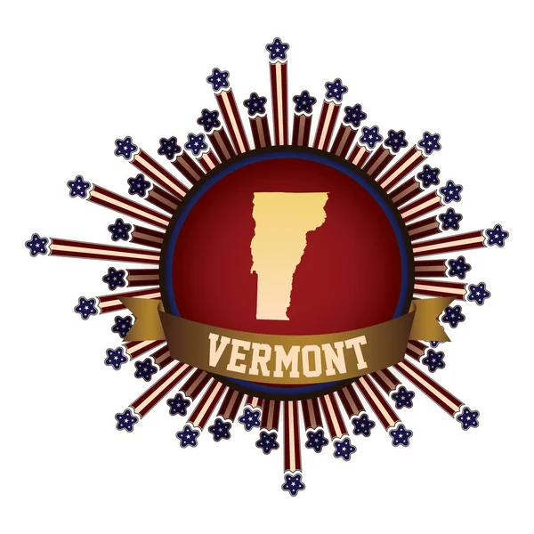 Botón Estado Vermont Con Bandera — Archivo Imágenes Vectoriales