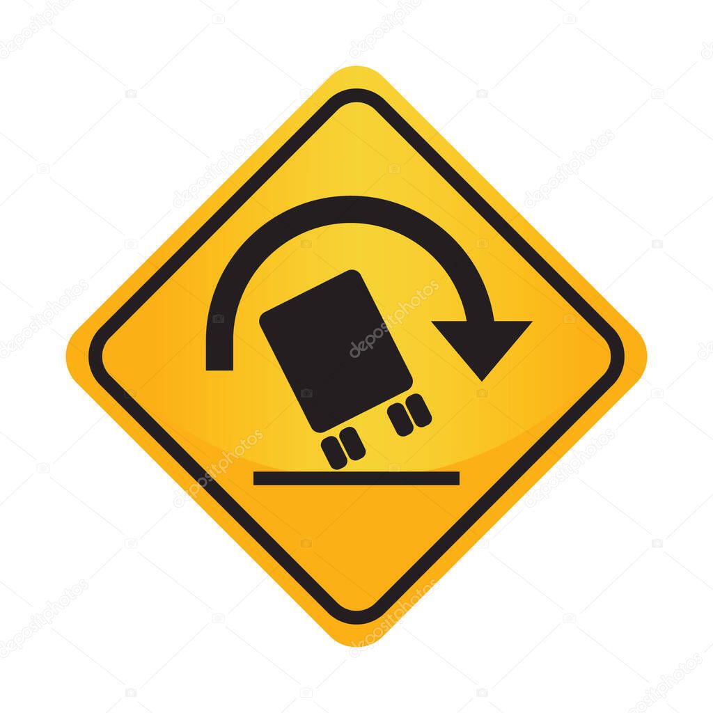 Truck rollover warning sign