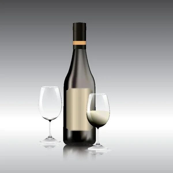 Bouteille Vin Verres — Image vectorielle