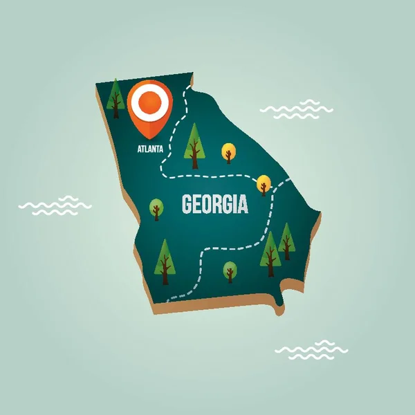 Georgia Mapa Con Capital — Vector de stock