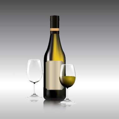 şarap şişesi ve bardaklar