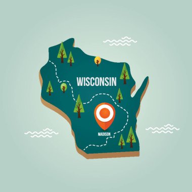 Başkenti olan Wisconsin haritası