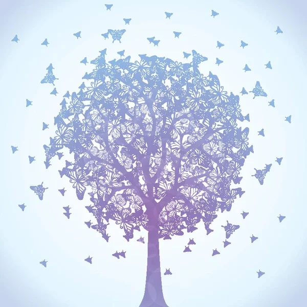 Δέντρο Γεμάτο Πεταλούδες — Διανυσματικό Αρχείο