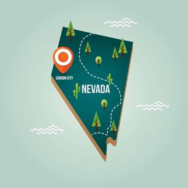 Nevada Mapa Com Capital —  Vetores de Stock