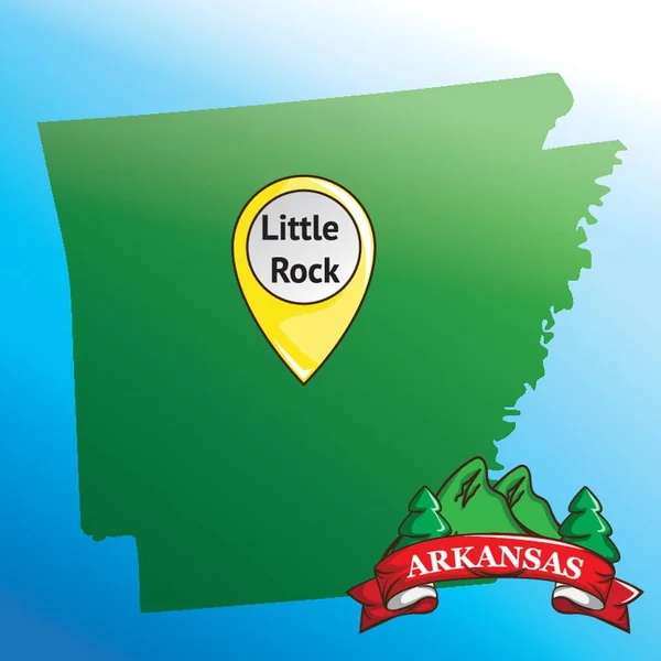 Carte État Arkansas Avec Pin — Image vectorielle
