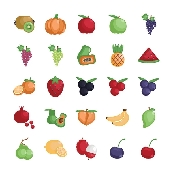Symbole Für Obst Und Gemüse — Stockvektor