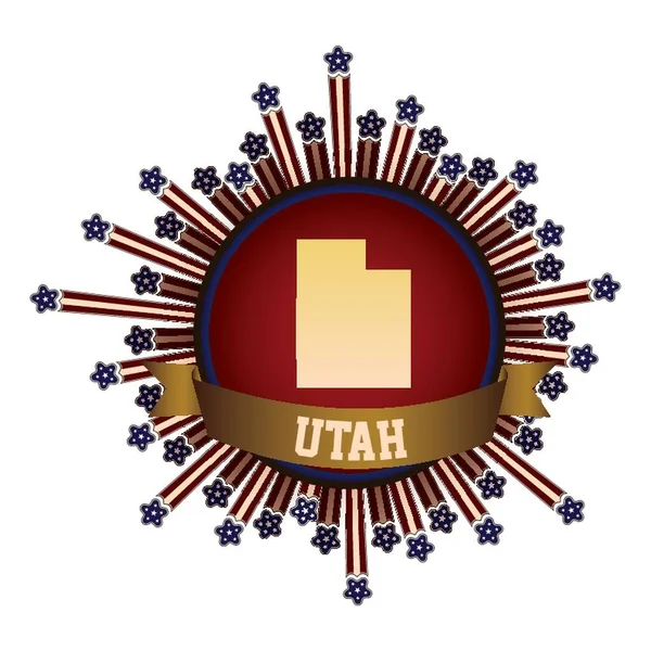 Utah Statusknop Met Banner — Stockvector