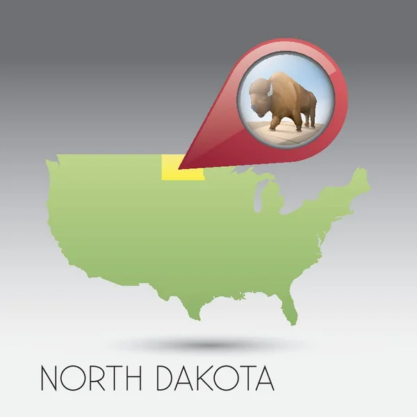 Usa Kaart Met Noord Dakota — Stockvector
