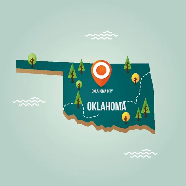 Oklahoma Mapa Com Capital —  Vetores de Stock