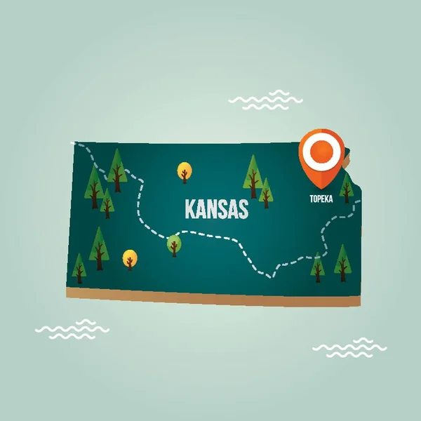 Карта Канзасу Столицею — стоковий вектор