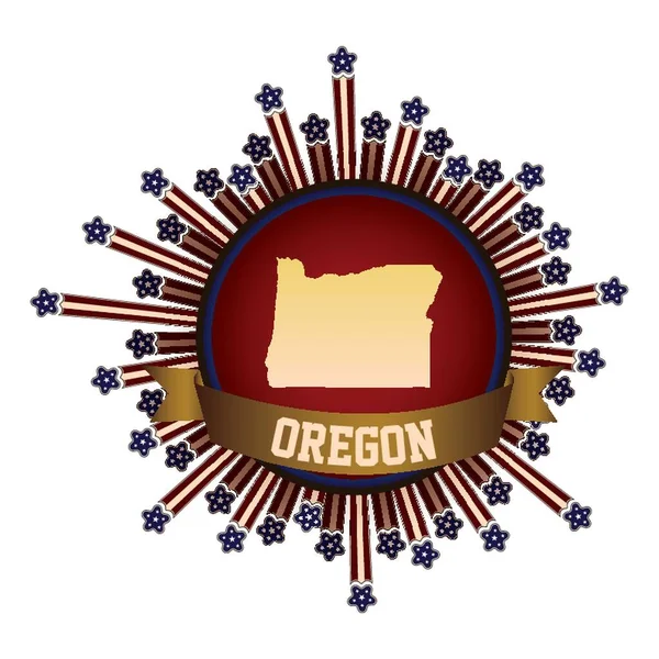 Oregon Statusknop Met Banner — Stockvector