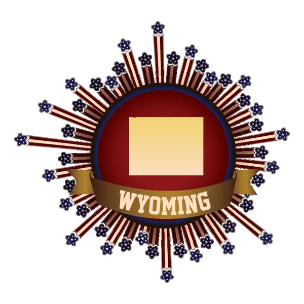 Wyoming Botão Estado Com Banner — Vetor de Stock