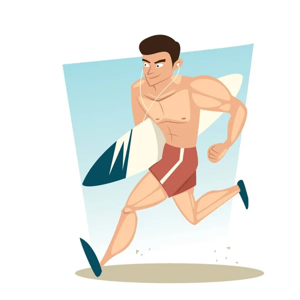Niño Corriendo Con Tabla Surf — Archivo Imágenes Vectoriales