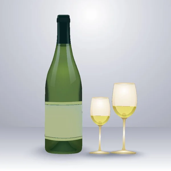 酒瓶和酒杯 — 图库矢量图片
