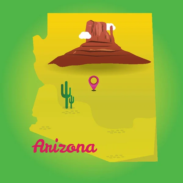 Mapa Stanu Arizona — Wektor stockowy