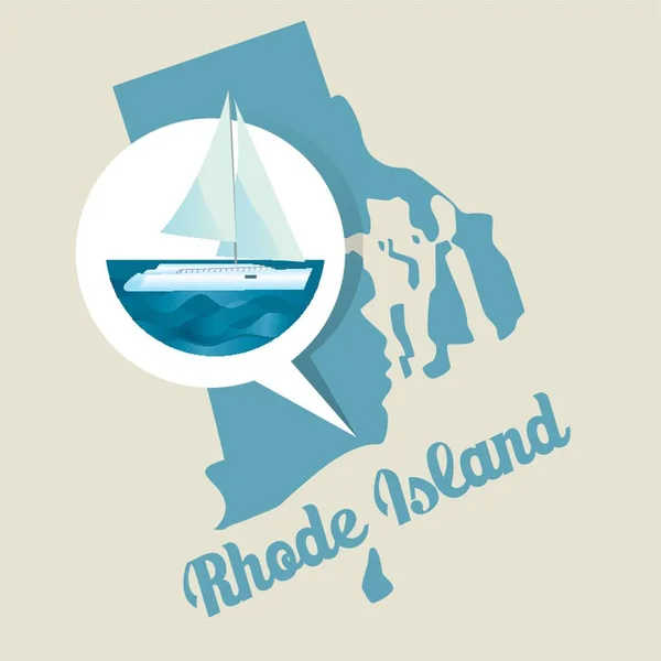 Insel Rhode Mit Der Ikone Des Ozeanstaates — Stockvektor