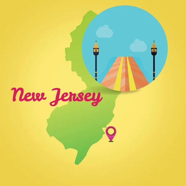New Jersey Eyaleti Haritası — Stok Vektör