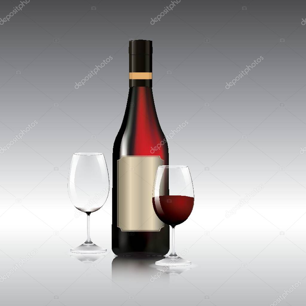 Wine bottle and glasses