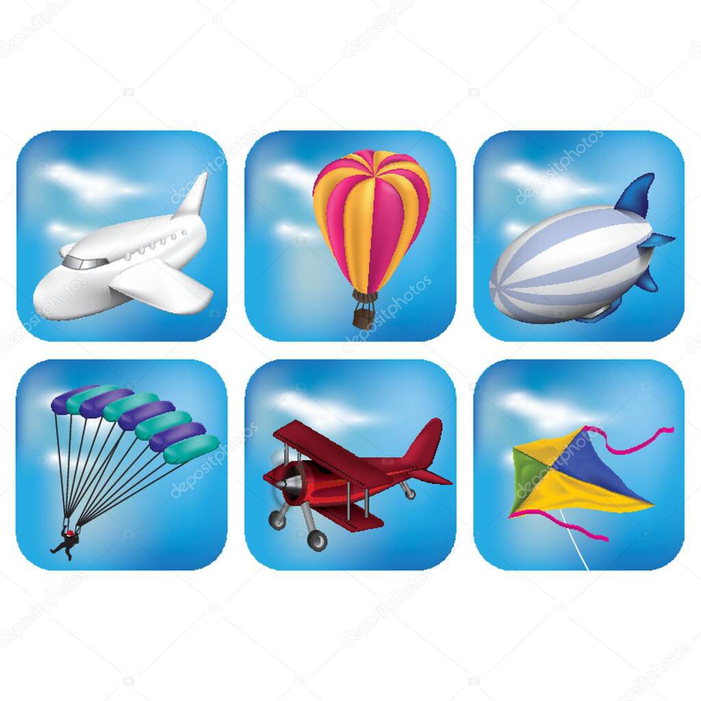 Set Of air transport icons