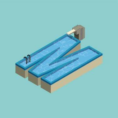 M alfabesinin Isometric yüzme havuzu tasarımı