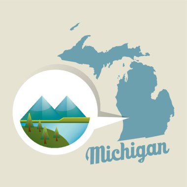 Michigan haritasında Michigan Gölü simgesi