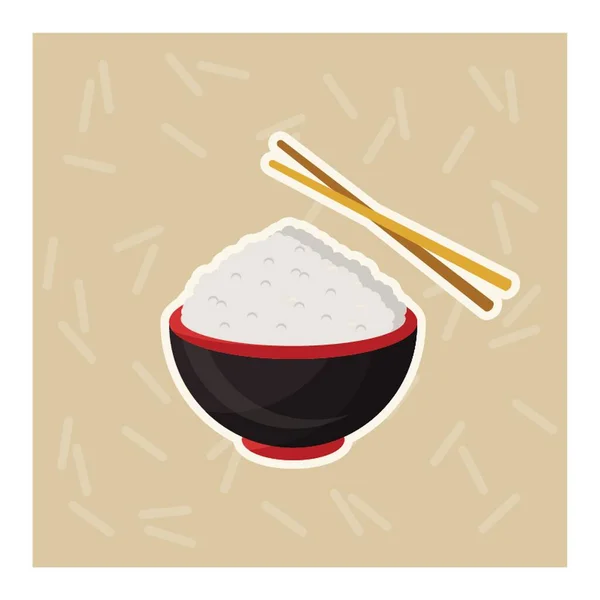 一碗有筷子的饭 — 图库矢量图片