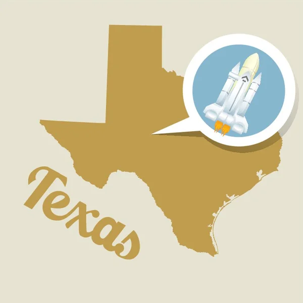 Texas Kaart Met Raket Icoon — Stockvector