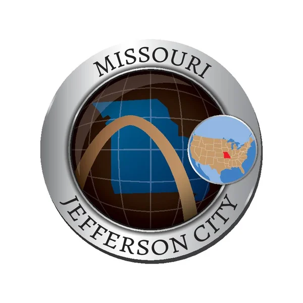 Estado Missouri Con Placa Arco Puerta Enlace — Vector de stock