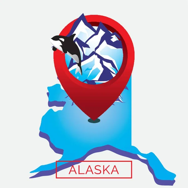 Harta Statului Alaska — Vector de stoc