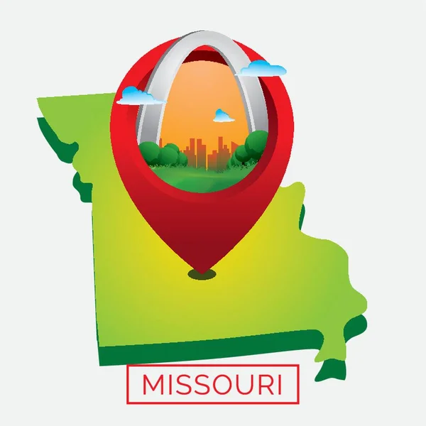 Mapa Estado Missouri —  Vetores de Stock
