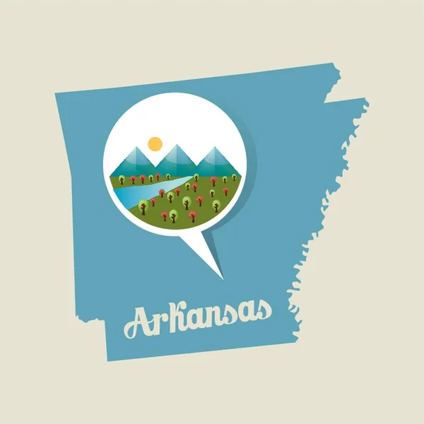 Arkansas Térkép Természet Ikonjával — Stock Vector