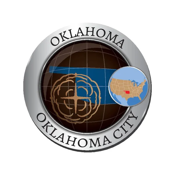 Estado Oklahoma Con Placa Cuatro Esquinas — Vector de stock
