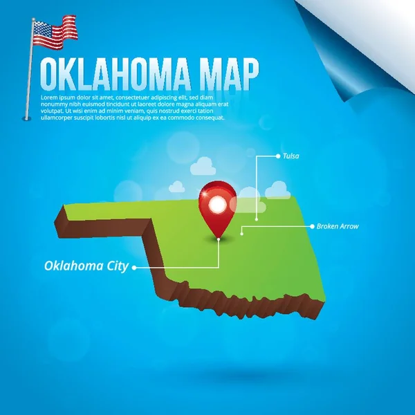 Karta Över Oklahoma Staten — Stock vektor