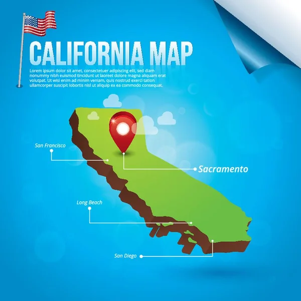 Mapa Estado Califórnia —  Vetores de Stock