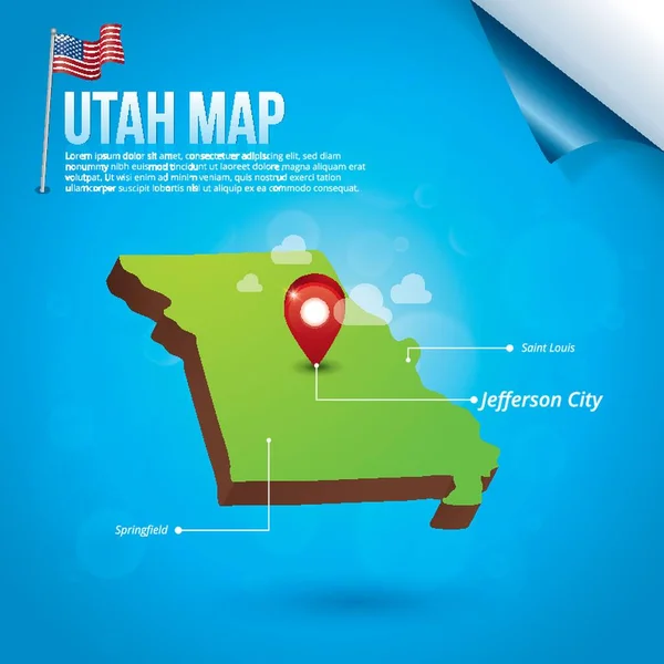 Mapa Estado Utah —  Vetores de Stock