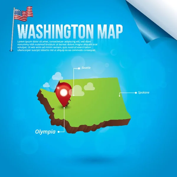 Χάρτης Της Πολιτείας Της Ουάσιγκτον — Διανυσματικό Αρχείο