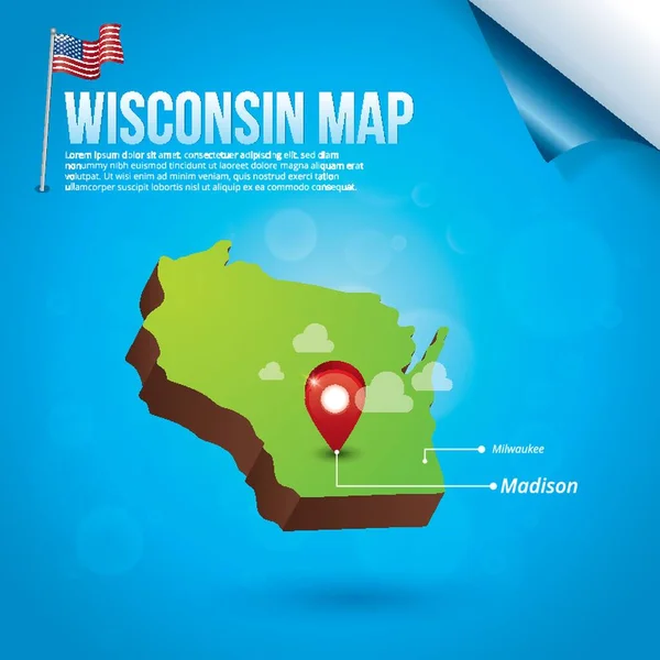 Mapa Del Estado Wisconsin — Vector de stock