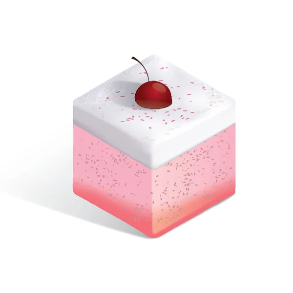 Milkshake Fraise Isométrique Avec Cerise Sur Dessus — Image vectorielle