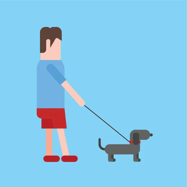 Man Taking Dog Walk — Stock Vector