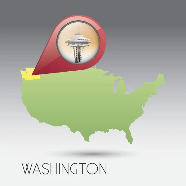 Usa Karte Mit Washington State — Stockvektor