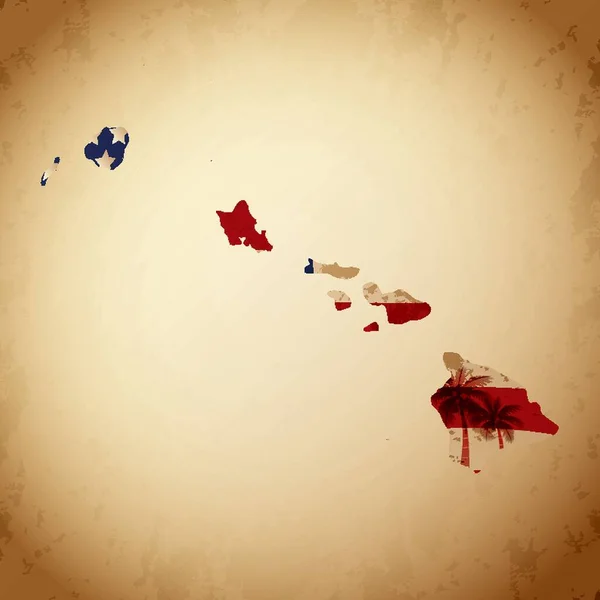 Hawaï Carte Avec Plage — Image vectorielle