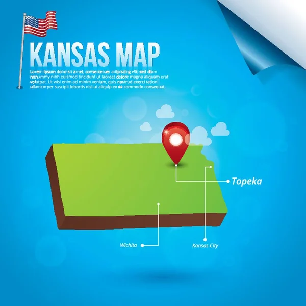 Карта Штату Канзас — стоковий вектор