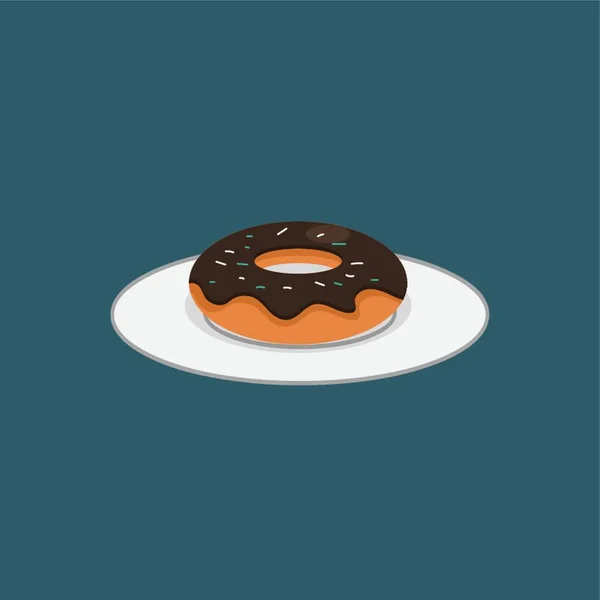 Donut Auf Einem Teller — Stockvektor
