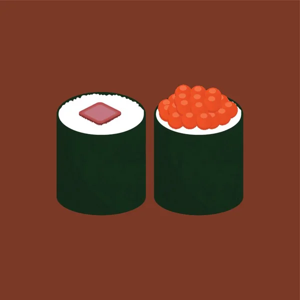 Salmon Rom Sushi Och Sushi Roll — Stock vektor