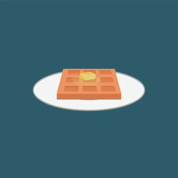 Gaufre Chaude Avec Beurre Sur Une Assiette — Image vectorielle