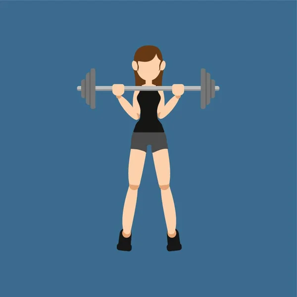 Kadın Halterle Egzersiz Yapıyor — Stok Vektör