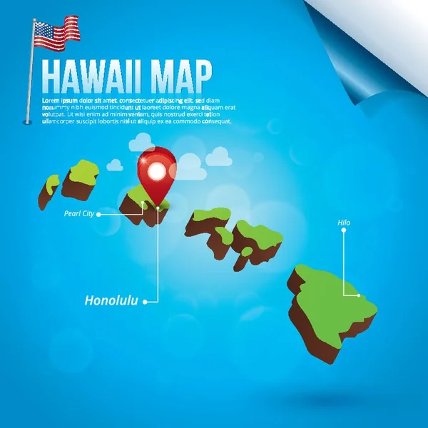 Mapa Del Estado Hawaii — Archivo Imágenes Vectoriales