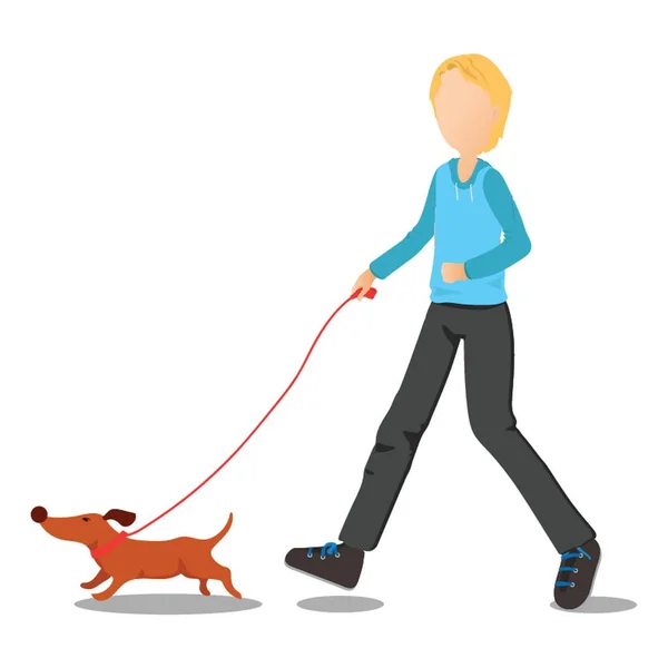 Hombre Tomando Perro Para Caminar — Vector de stock