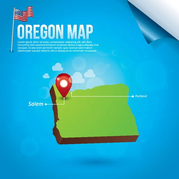 Mapa Estado Oregon —  Vetores de Stock