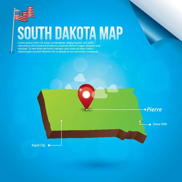 Карта Штату Південна Дакота — стоковий вектор